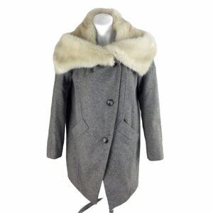 Asos Faux Fur Collar Oversized Coat Gray Size 4 US